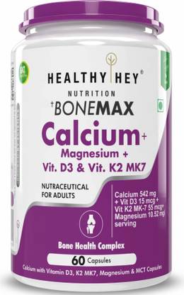 HealthyHey Nutrition Calcium with Magnesium,Vitamin D3 , K2-Mk7 BoneMax Health Complex Capsules