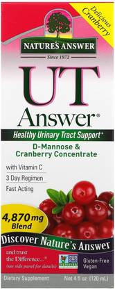 Nature's Answer UT Answer, D-Mannose & Cranberry Concentrate, 4,870 mg, 4 fl oz (120 ml)