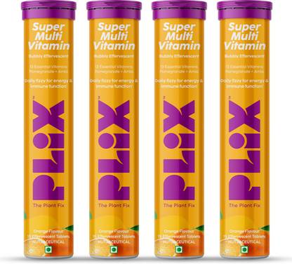 The Plant Fix Plix Multivitamin 15 Effervescent Tablets for Daily Nutrition Orange