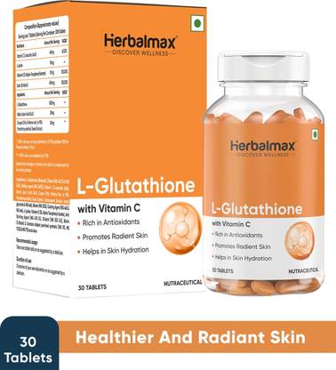 Herbal max L-Glutathione with Vitamin C, Rich in Antioxidants | Promotes Radiant Skin