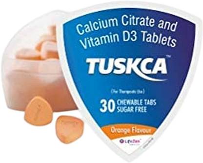 TUSKCA Calcium with Vitamin D3- Chewable tablet for Bone Health Orange Flvr