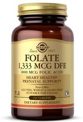 Solgar Folic Acid, 800 mcg, 250 Tabs
