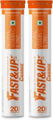 FAST&UP Charge Vitamin C Tablet - 1000mg Natural Amla Extract with 10mg Zinc (Orange)