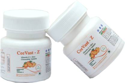 Medirvast Healthcare CeeVast-Z : Vitamin C as Natural Amla Extract & Zinc Chewable Tablets