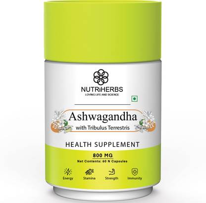 Nutriherbs Ashwagandha Capsules with Tribulus | Support Strength, Energy & Stress Relief