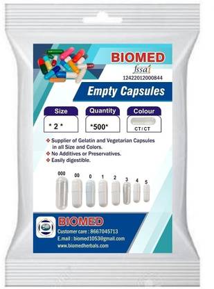 biomed Pharma raw materials size 2 CT / CT Empty capsules
