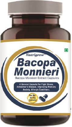 NUTRIGROW Bacopa Monnieri,Memory Brain Health,Focus with Brahmi,Ginkgo Biloba,Brain cap.