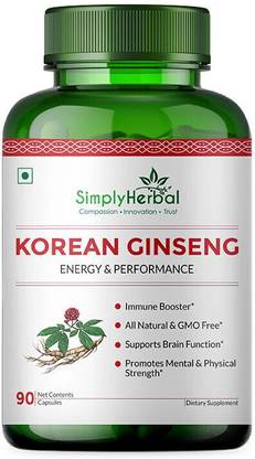 Simply Herbal Korean Ginseng 1000mg Supports Brain Function For Both Men & Women