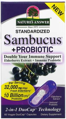 Nature's Answer Sambucus + Probiotic, 60 Vegan DuoCap Capsules