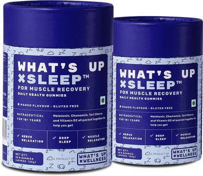 What's Up Wellness Melatonin Gummies for Sleep, Muscle Recovery & Nerve Relaxation For Men & Women