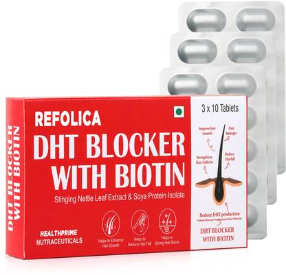 HEALTHPRIME Refolica DHT Blocker with Biotin, Reduce Hair Fall & Promotes Hair Growth