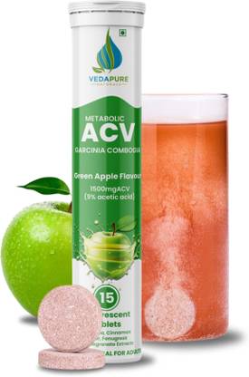 Vedapure Apple Cider Vinegar Effervescent (Green Apple) Control Cravings | No Added Sugar