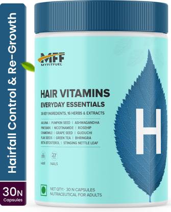 MyFitFuel Hair Vitamins + DHT blocker (36 Vitamins, Mineral & Herbs) Hair Regrowth 30 Nos