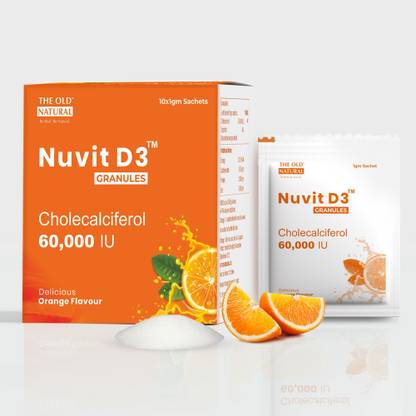 The Old Natural Nuvit D3 Granules 60,000 IU – Cholecalciferol Vitamin D3 Supplement - 10 Sachets