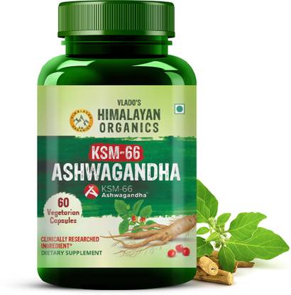 Vlado's Himalayan Organics Ashwagandha KSM-66 (500 mg) I Stress Relief | Vitality Booster ( Pack of 1)