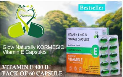 KORMESIC Vitamin E Capsule For Face & Hair 100 % Natural Vitamin E Capsule 15x10=150