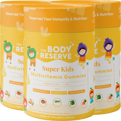 THE BODY RESERVE Super Kids Multivitamin Gummies Daily Essential Vitamins B C D E B12 for Kids