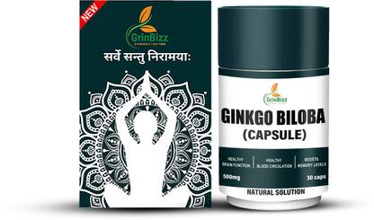 grinbizz Ginkgo Biloba Capsule Supports Better Concentration And Memory/Brain Booster
