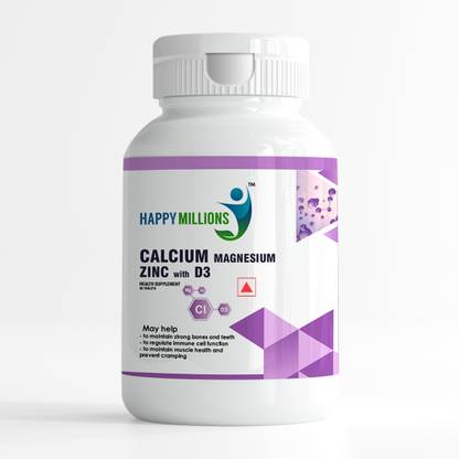 Happy Millions Calcium Magnesium Zinc with D3 Tablets Bone Health Supplement