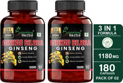 Humming Herbs Ginkgo Biloba Ginseng - Cognitive Function & Energy Support Herbal Supplement