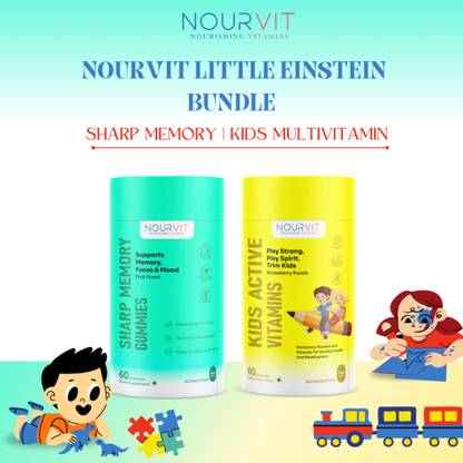 Nourvit Little Einstein Bundle | Sharp Memory Gummies & Kids Active Vitamins