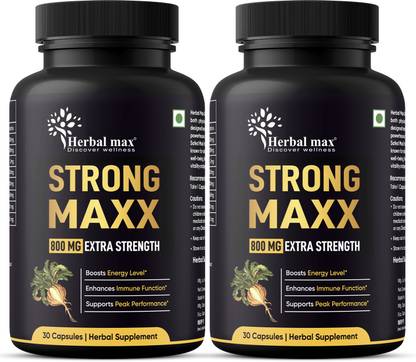 Herbal max Strong maxx Maca Root Extra Strength Promotes Reproductive Health, Boosts Energy