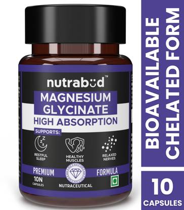 Nutrabud Magnesium Glycinate Capsules 550mg - For Healthy Muscles, Nerves & Bones