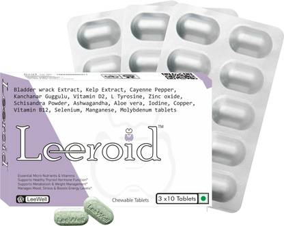 Leeroid Thyroid care Support | Kelp, Selenium, Zinc Iodine, L tyrosine, Kanchnar guggulu