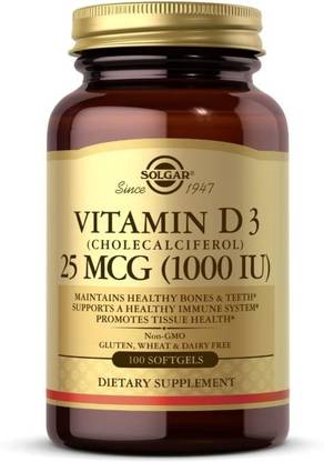 Solgar Vitamin D3 (Cholecalciferol) 25 mcg (1,000 IU) 100 Softgels