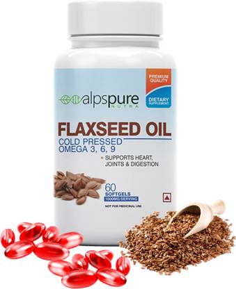 ALPSPURE Nutra Cold Pressed Flaxseed oil capsules 1000mg (Omega 3,6,9)