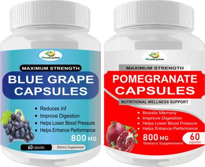 Fitness Prime Immunity Booster Combo of Blue Grape & Pomegranate-800 Mg Capsules Each