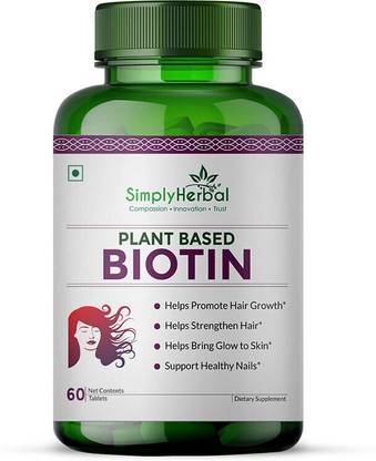 Simply Herbal Biotin 10000mcg Hair Growth, Glowing Skin and Strong Nails