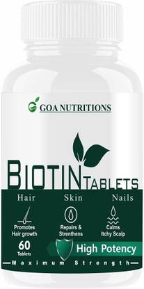 GOA NUTRITIONS Biotin For Hair Growth Tablet With Vitamin A C E D3 For Women Men- 60