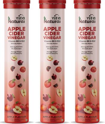 NaturalVita Apple Cider Vinegar Effervescent Tablet for Weight Loss with Mother Vita B6 B12