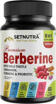 SETNUTRA Berberine Milk Thistle Cinnamon Turmeric Probiotic, 8 in 1, 60 Veg Caps