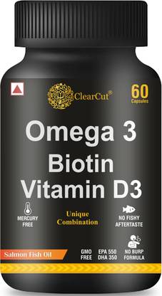 Clearcut Omega 3 Fish Oil Biotin Vitamin D3 Capsule for Heart Joint