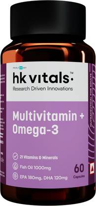 HEALTHKART HK Vitals Multivitamin + Omega-3 Supplement, 180mg EPA & 120mg DHA