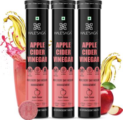 हलेसगा Apple Cider Vinegar Tablets for Weight Loss with Mother, 100% ACV Effervescent विनेगर
