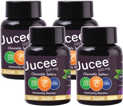 Jucee Chewable Tablets 60 Caps | Vitamins & Zinc | Black Currant Flavour