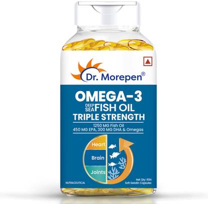 Dr. Morepen Omega-3 Fish Oil | 1250mg Triple Strength Capsules | No Fishy Burps