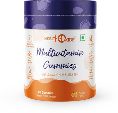 HEALTHOXIDE multivitamin gummies with vitamin A,C,D,E,B5 & Zinc/orange flavored(60 No)