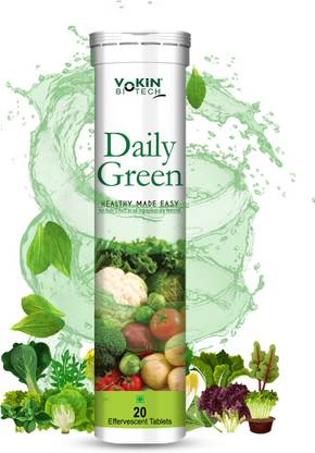 Vokin Biotech Daily Green Multivitamin with Vitamin C, B5 & B12 for Immunity & Detox
