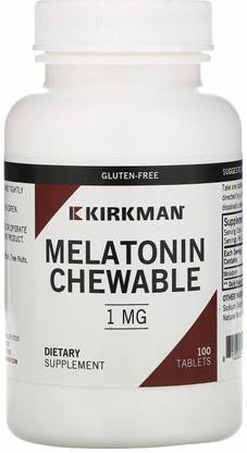 Kirkman Labs Melatonin Chewable Tablets, 1 mg, 100 Tablets