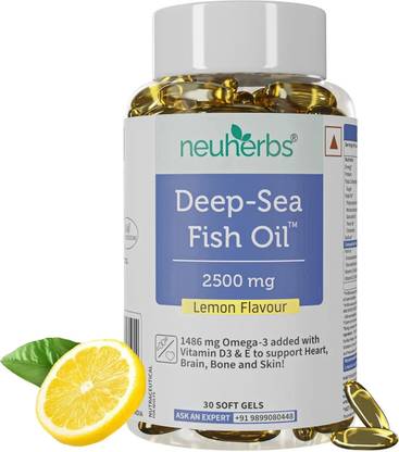 Neuherbs Deep Sea Omega 3 Fish Oil Triple Strength 2500 Mg for Brain, Heart, Eye & Bone