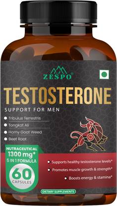 ZESPO Men's Testosterone Booster- Strength Support - Tribulus, Tongkat Ali & Beet Root