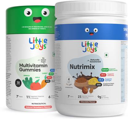 Little Joys Immunity Booster Kit (7+ yrs) Nutrimix Powder 350g & Multivitamin Gummies (30N)