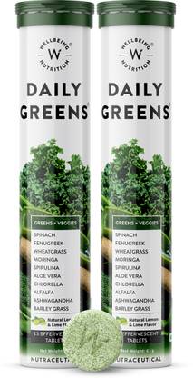 Wellbeing Nutrition Daily Greens with Organic Plant Superfood, Wholefood Multivitamin - Pack of 2