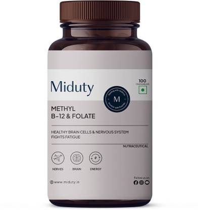 Miduty Vitamin B12 - Methyl Folate - Fast Absorption Methylcoblamin- Vitamin B6