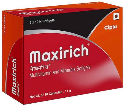 Cipla Maxirich Daily Multivitamin & Minerals Softgels Strip