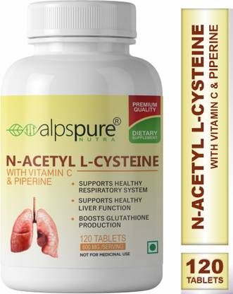 ALPSPURE Nutra NALC N-Acetyl L-Cysteine 600mg Tablets with Vitamin C & Piperine